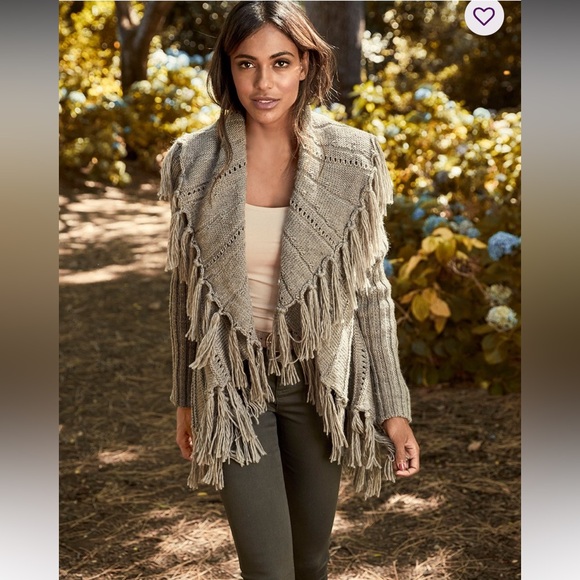 Slonl Sweaters - Slonl- Fringe Shaw collar cardigan size S